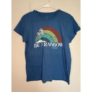 O'NEILL NEW Be A Rainbow Tee Womens L Short Sleeve Blue Stretch Beach